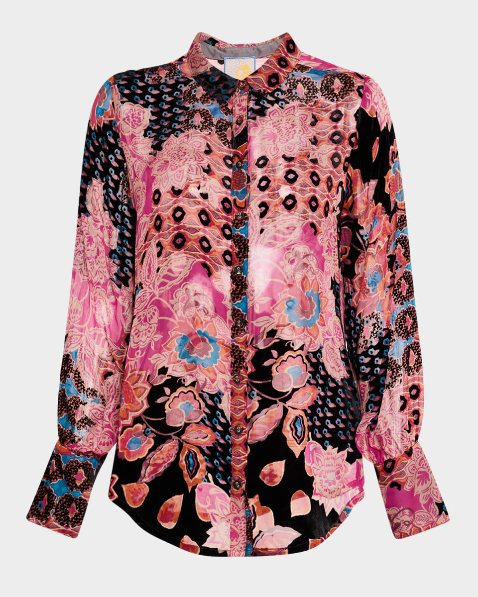 Yrene Button-Down Floral Blous